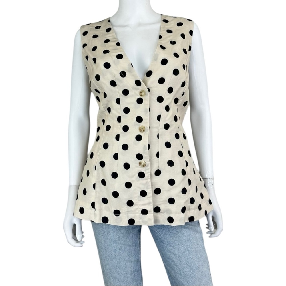 MABLE NWT Beige Polka Dot Vest Size M